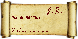Junek Réka névjegykártya